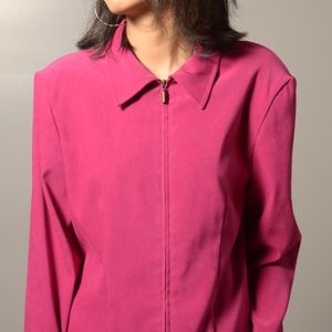 Vintage 90s Briggs New York Women’s Faux Suede Fuchsia Pink Blazer Jacket sz M
